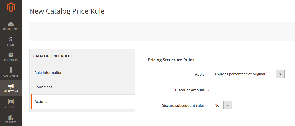 NEW - Adding a new catalog price rule