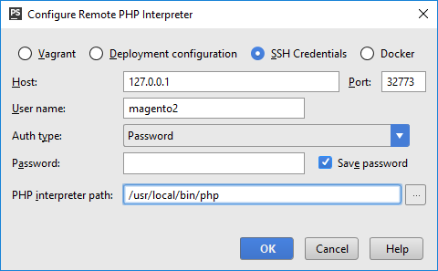Set up a remote interpreter using SSH credentials