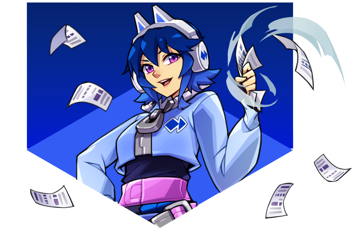 PaySafe-Chan surrounded by flying PaysafeCard voucher